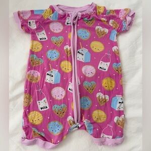 Little Sleepies Cookies and Milk shorty zippy pajamas  3-6 months